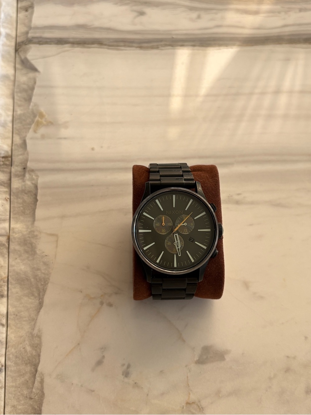 Nixon Black Stainless Steel Chronograph with Gold Accents